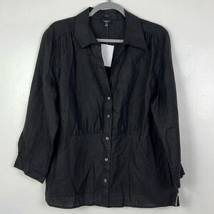 Talbots New Women’s 20 Pure Irish 100% Linen Quarter‎ Sleeve Button Up Top